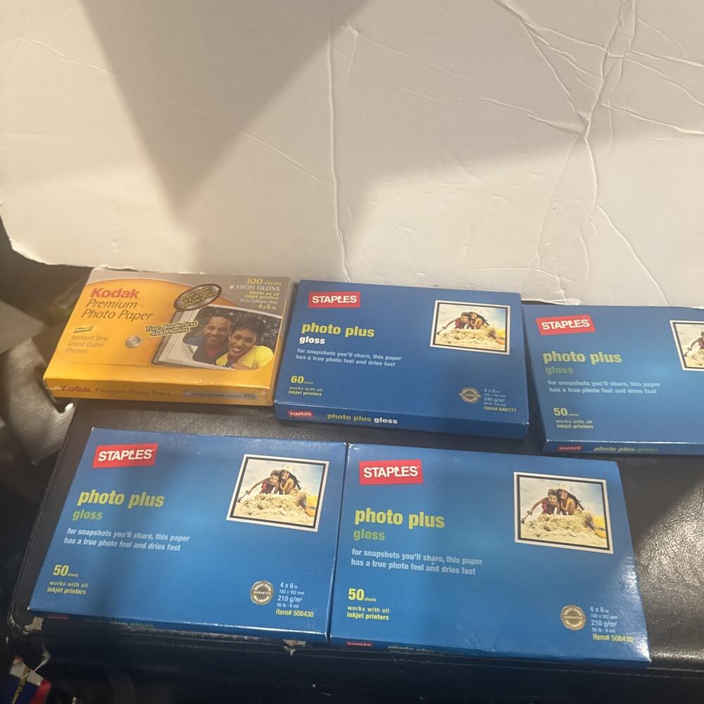 Lot 5 Kodak Staples Photo Paper Gloss 4x6 310 Sheets Sealed New